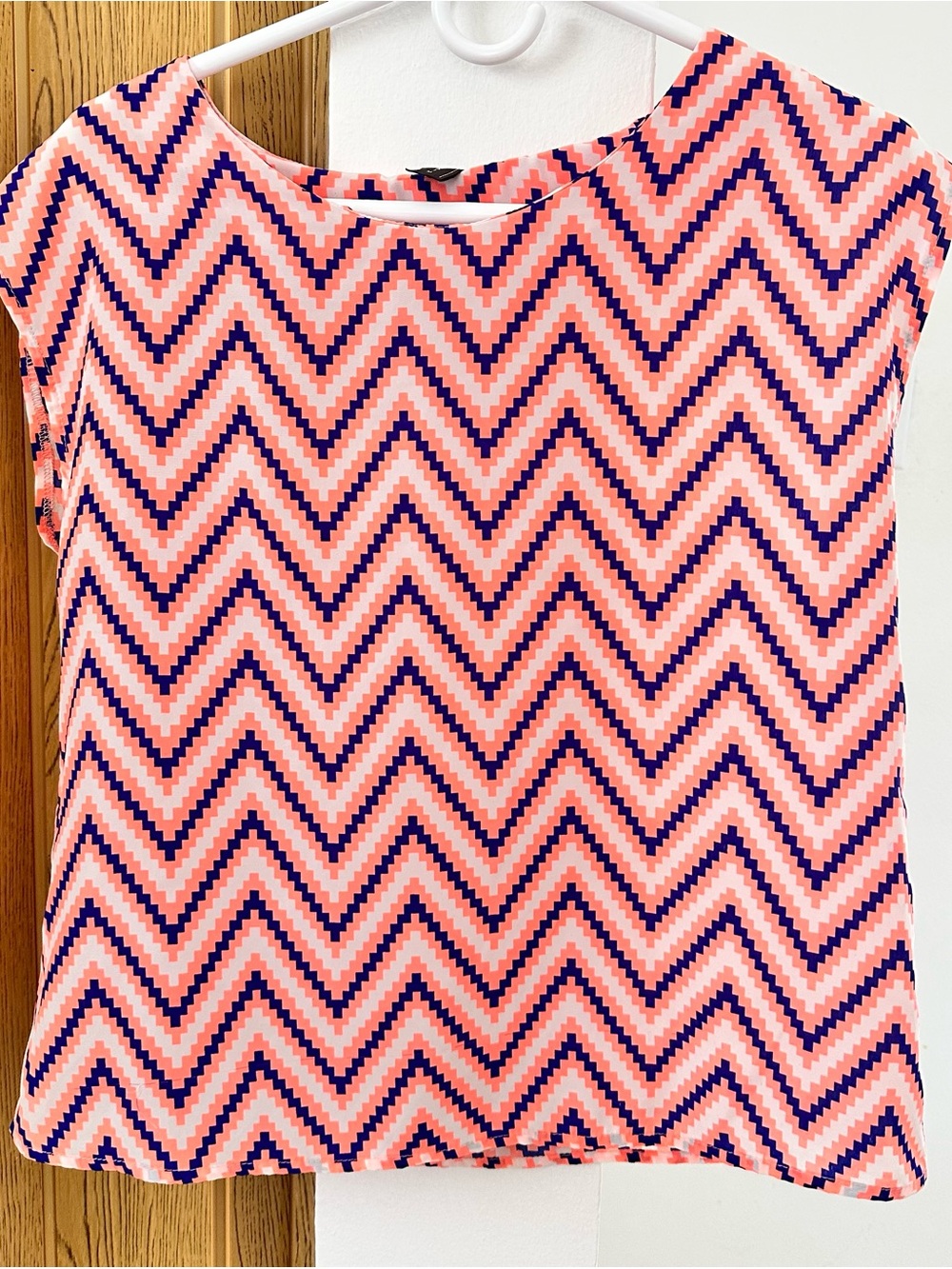Valija Gitana Chevron Print Top | Pink Navy & White | Size M